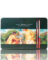 Акварельні олівці кольорові "MARCO"Renoir Aqua в металевому пеналі з пензликом(48 кольорів)