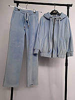 Дитячий костюм для дівчинки велюровий (блакитний)