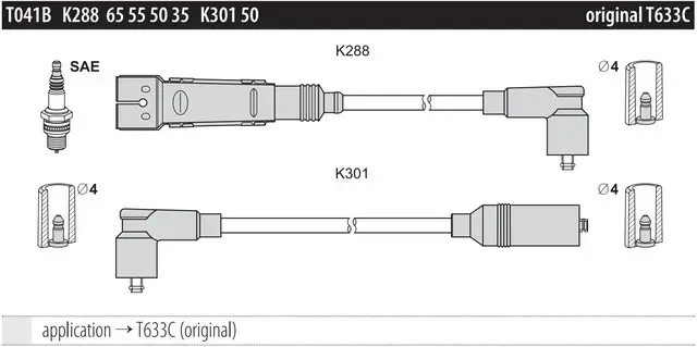 Дроти запалювання Tesla T041B для SKODA Octavia (1U2, 1U5) 1.6
