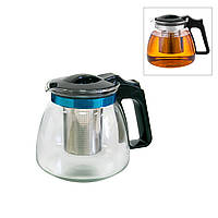 Стеклянный заварочный чайник 271-S 0.8Л Прозрачный с черным чайник с фильтром, заварник для чая (GK)