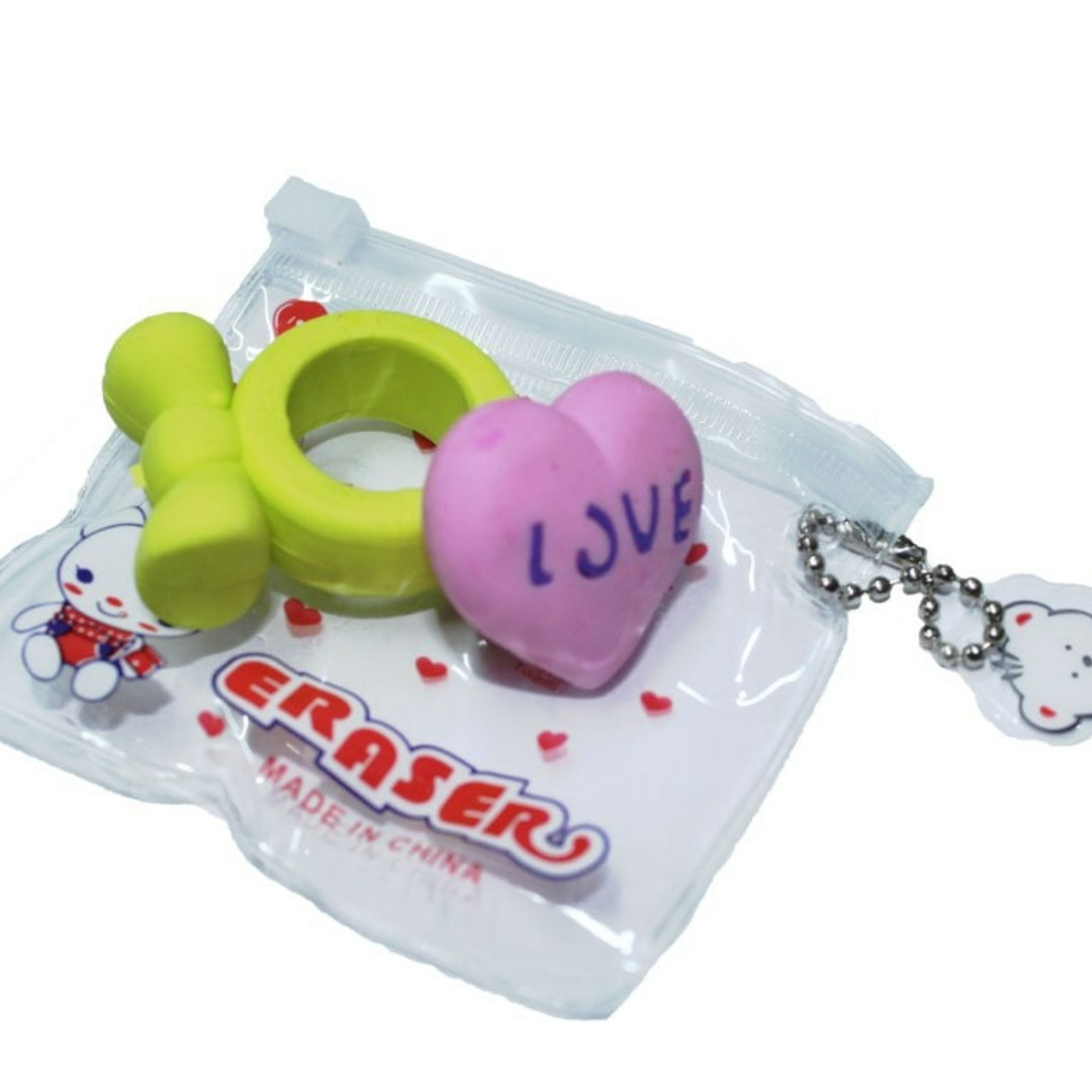 Ластик 7770 "Колечко, сердце" в сум. 30уп, фото 1