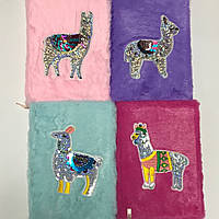 Блокнот А5 хутряний No4058 "Лама" лінійка, 64 л, 13,5*19,5, 4кв мікс кольорів