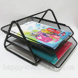 Лоток для паперу 2012 (2 секції горизонтальний металевий сітка) чорний, фото 2