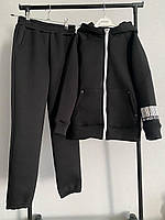 Теплый детский спортивный костюм для мальчика и девочки черный р. 164