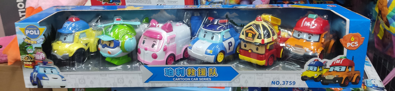 Набір  героїв  6 штук Robocar Poli Робокар Поллі Розмір машинки – 10х6х10 см.