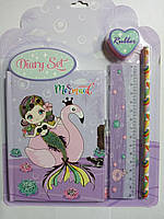 Блокнот дитячий на замку A-6 Русалка + лінійка олівець гумка No 64937