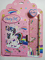 Блокнот дитячий на замку A-6 Єдиноріг + лінійка олівець гумка 64921