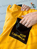 Сумка шопер торба комбінована жовта з чорною кишенею і ручками з саржі без друку Розмір: 42cм х 40см х 7см, фото 6