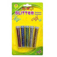 БЛЕСТКИ-присипка No8145 глітер (5 кольорів пробірок на картоні) Дрібний глітер-пісок