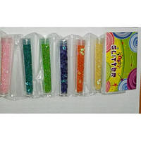 ПАЙЕТКИ набір No1992 Зірки неон (6 пробірок на стрічці 6 кольорів)