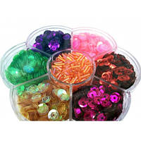 ПАЙЕТКИ набір NoB7-2 (у фігурному пласт.упаковці) набір 6цв + пачки-трубочки/120ящ