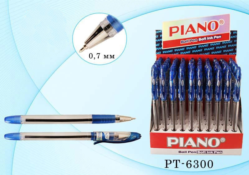 Ручка олійна Piano PT-6300 синя 50уп, 2400ящ, фото 1