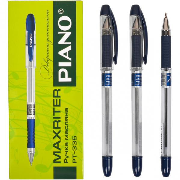 Ручка олійна Piano Maxriter PT-335 4 км. чорна 0,5mm 10 уп 140бл 1700ящ, фото 1