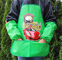 Фартух із кишенями для праці та творчості + нарукавники для хлопчика Cars Zone 7921 зелений