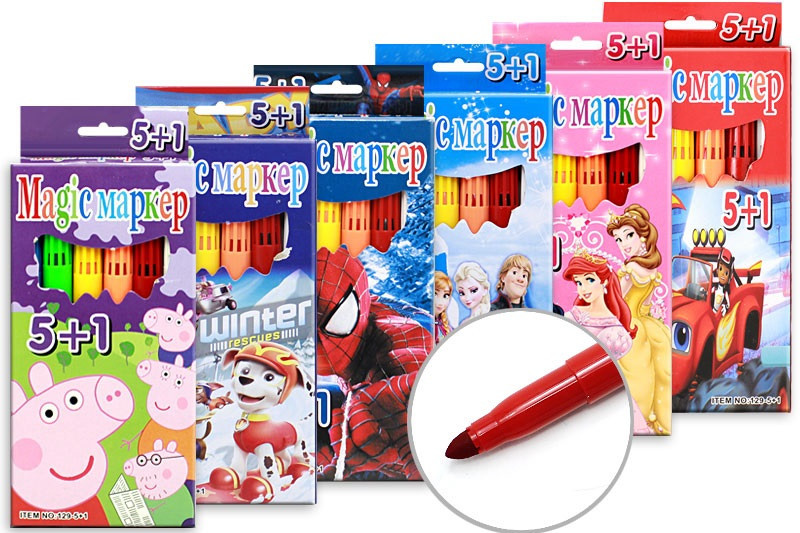 Фломастери Magic 129-5+1 "Людина Павук, Тачки, Вінкс, Monster High"