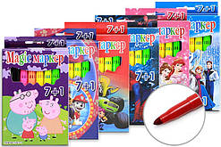 Фломастери Magic 129-7+1 "Людина Павук, Тачки, Вінкс, Monster High"
