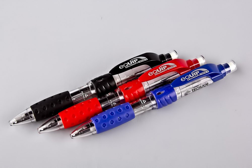 Ручка кулькова автоматична "Techjob" TB218 Equip (3в1 — синій, червоний + олівець), фото 1