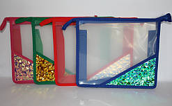 Папка пластик А-5 горизонтальна змійка 311-1 "Голографічні фігури" Мікс/уп-12шт