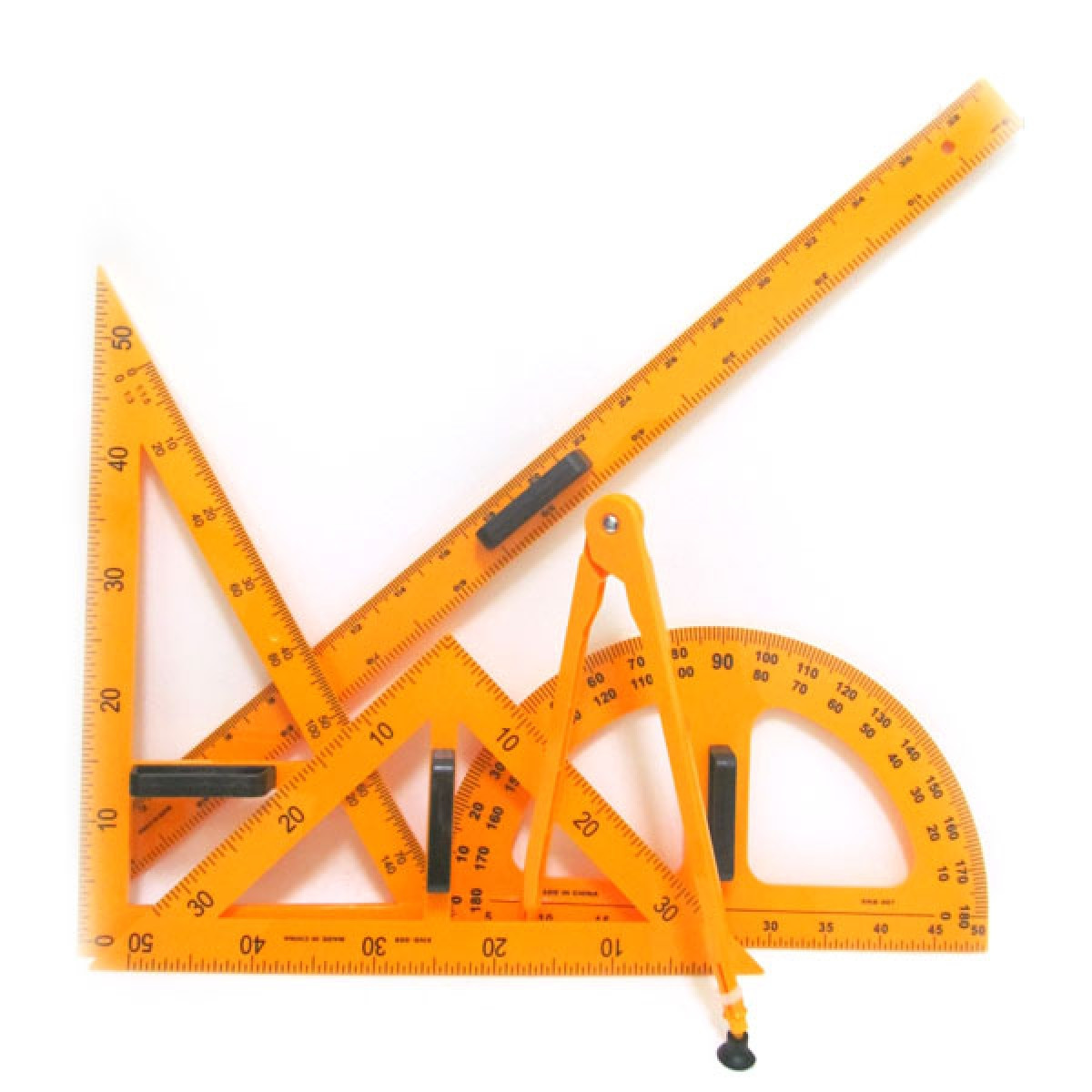 Набір лінійок 8025 пластик (2 куточки + лінійка 30 см + транспортир), фото 1