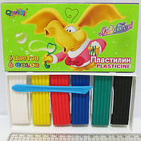 Пластилін 1121 (6 цв.- 120 г) пластиковий піддон + стек