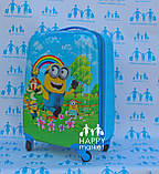 Валізи дитячі дорожні ручна поклажа якість економ Міньйон-48 см 0381-1-1, фото 5