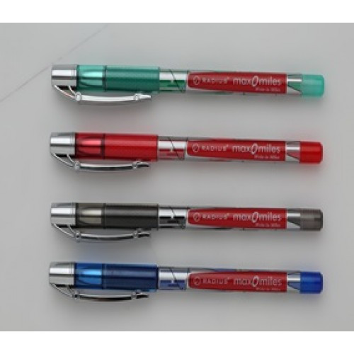 Ручка кулькова Radius — Max-O-Miles 0.7mm 10 км (уп12) чорна/з грипом, принт. корпус, фото 1
