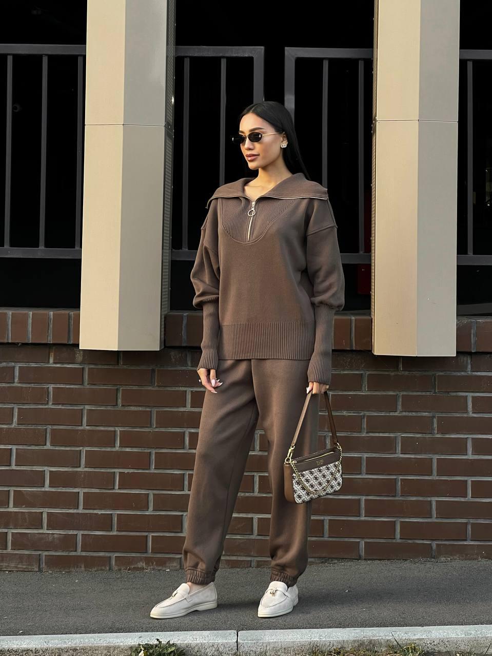 Жіночий теплий  костюм-двійка італійський штани кофта