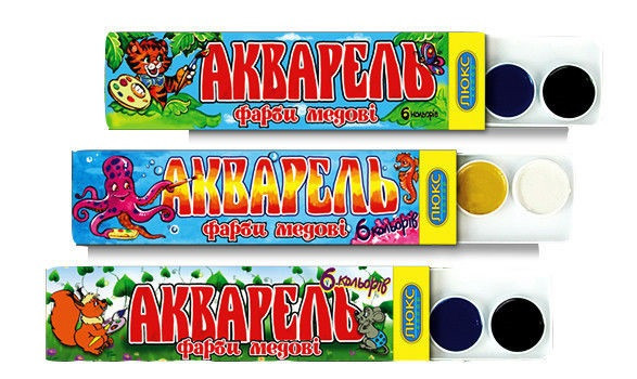 Фарби медові "Акварель" 6 кольорів 02001, фото 1