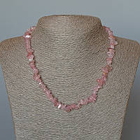 Ожерелье Розовый Кварц натуральный камень крошка, диаметр 7х2мм+-, длина 46см+-, ida93985