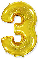 Кулька фольгована 8537g-3 Цифри 3 ЗОЛОТО 75 см (в індивід. упаковці)