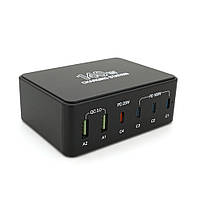 SM  SM Зарядная станция V-118H мощностью 140W, Output: 2USB+4Type-C, DC:5V/3, 9V/3A,12V/3A, 15V/3A, 20V/5A, Black