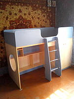 Ліжко дитяче з шафою та полицями Д6