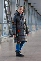 Дитяче зимове пальто на дівчинку Діана хакі, розмір 134