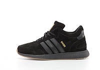 Мужские зимние кроссовки Adidas Iniki Black Winter Fur (черные) теплые повседневные кроссовки 14473 Адидас