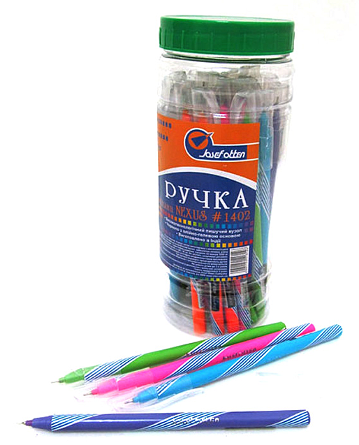 Ручка масляна No 1402 Josef Otten Nexus синя в банці 0,6 мм mix уп 30 шт., фото 1