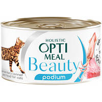 Консерви для кішок Optimeal Beauty Podium смугастий тунець у соусі з кальмарами 70 г (4820215366243)