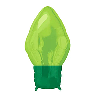 Фольгированный воздушный шарик Лампочка новогодняя зеленая, 26х47 см