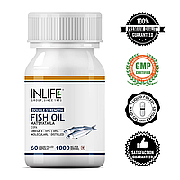 Риб'ячий жир подвійної сили Омега-3 1000 мг, ЕПК 360 мг, ДГК 240 мг, 60 капс., ІнЛайф; Double Strength Omega-3 Fish Oil 1000 mg, E