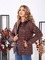 Двостороння коротка куртка великих розмірів весна — осінь, 2в1 кава-шоколад, арт 185