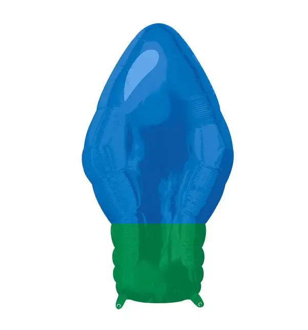 Фольгована повітряна кулька Лампочка новорічна синя 26х47 см