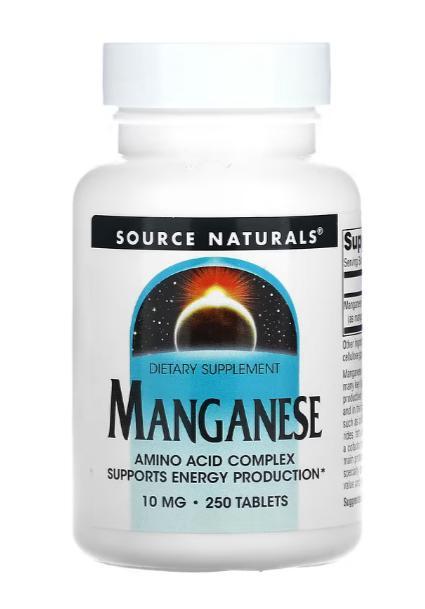 Марганець Source Naturals MANGANESE 10 mg 250 таблеток