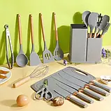 Набір кухонного приладдя 19 шт. із підставкою та ножами TS Kitchen QXF-05 кухонні аксесуари 19 Предметів, фото 2