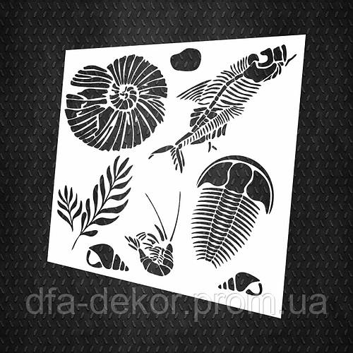 Трафарет DFA для декора Пальмовый лист для штукатурки и краски 0,3-1мм ...