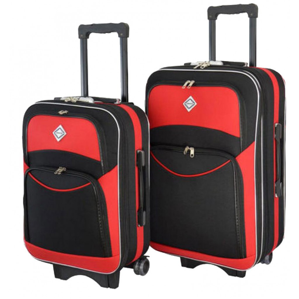 Набір валіз Bonro Style 2 шт текстильні дорожні на колесах чорно-червоний 42400029
