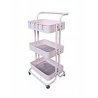 Етажерка з полицями для кухні та ванної на колесах Bonro Бонро B-023 рожевий (42400116)