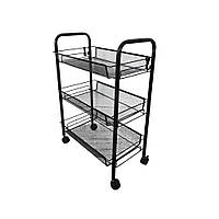 Етажерка з полицями для кухні та ванної на колесах Bonro Бонро B-073 чорний (42400112)