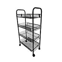 Етажерка з полицями для кухні та ванної на колесах Bonro Бонро B-074 чорний (42400119)