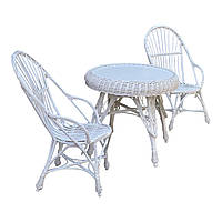Набір плетених меблів із лози в білому кольорі  ( 2 крісла + стіл)