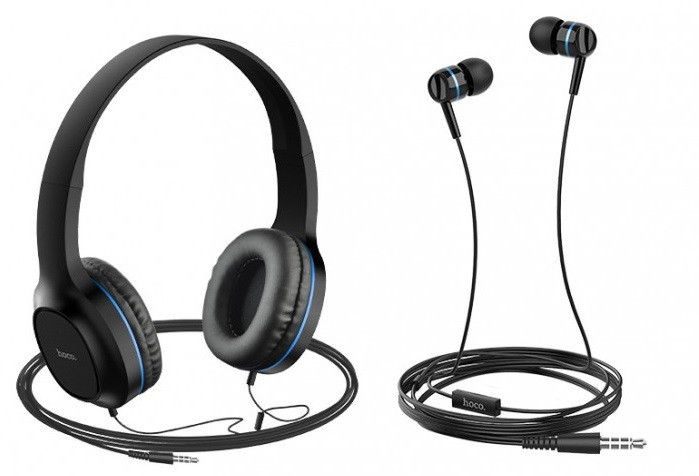 Пара навушників накладні та вставні HOCO Enlighten W24 black-blue