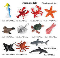 Мини фигурки «Морские животные» 12шт